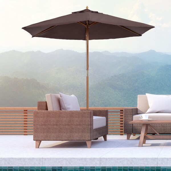 Outsunny Ombrellone da Giardino in Legno, Parasole Esterno Φ250 cm, Marrone, Design Classico per Terrazza|Aosom