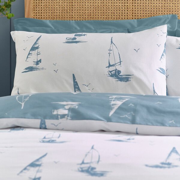 Set copripiumino e federa blu per letto singolo 135x200 cm Salcombe Boats – Catherine Lansfield
