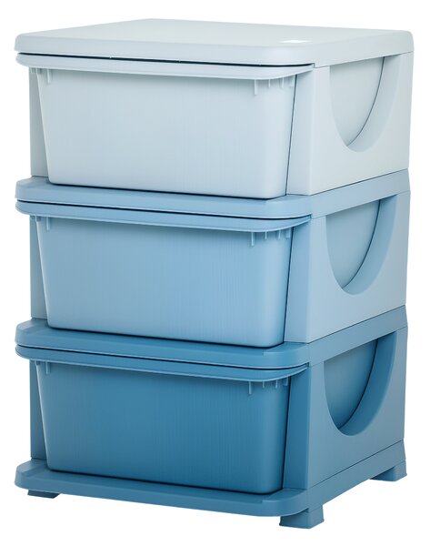 HOMCOM Cassettiera in Plastica Colorata per Cameretta con 3 Cassetti, Arredamento Casa e Asilo 37x37x56.5cm Blu|Aosom