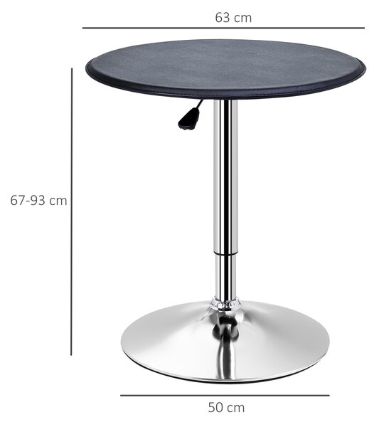 HOMCOM Tavolino da Bar Cromato, Tavolo Rotondo Regolabile in Altezza con Sistema Lift Up, Piano Rotondo Girevole 360° Φ63x67-93cm|Aosom