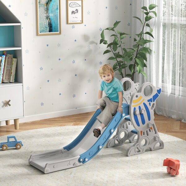 AIYAPLAY Scivolo per Bambini 18-36 Mesi in PE e PP a Tema Spaziale con Scale Antiscivolo, 157x46.5x80 cm|Aosom