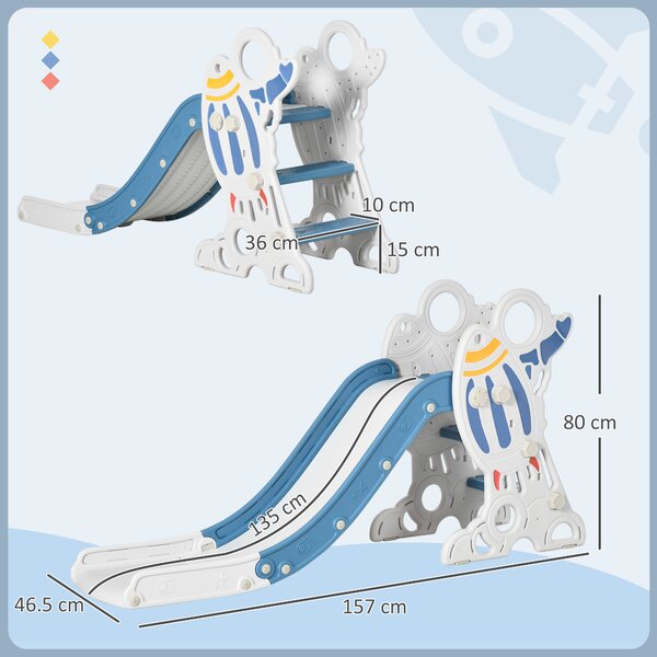 AIYAPLAY Scivolo per Bambini 18-36 Mesi in PE e PP a Tema Spaziale con Scale Antiscivolo, 157x46.5x80 cm|Aosom