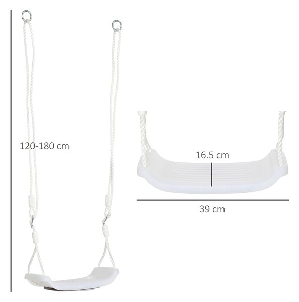 Outsunny Altalena per Bambini 9-36 Mesi, Sicura in PP e PE, Corda Regolabile, Luci LED per Giochi Notturni, 39x16.5x120-180 cm, Bianco|Aosom