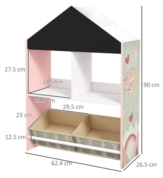 ZONEKIZ Scaffale Portagiochi Vivace per Bambini 3-8 anni con Ripiani e Cassetti Rimovibili, Libreria Soluzione Salvaspazio, Rosa|Aosom Italy