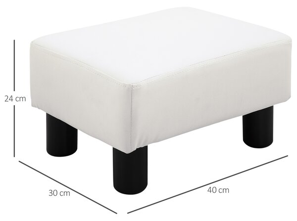 HOMCOM Poggiapiedi Rettangolare Imbottito e Rivestito in Ecopelle Bianca, 40x30x24 cm, Max. 100kg, per /Soggiorno/Ingresso|Aosom