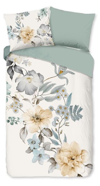 Set copripiumino e federa verde/color crema in cotone per letto singolo ed esteso 140x220 cm Celina – Good Morning