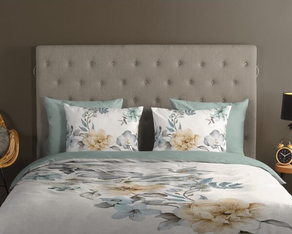 Set copripiumino e federa verde/color crema in cotone per letto singolo ed esteso 140x220 cm Celina – Good Morning