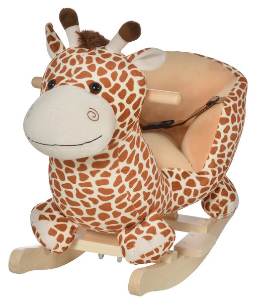 HOMCOM Cavallo a Dondolo in Legno Giraffa per i Bambini 60 x 33 x 45cm|Aosom