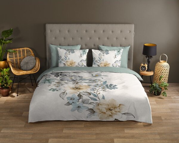 Set copripiumino e federa verde/color crema in cotone per letto singolo ed esteso 140x220 cm Celina – Good Morning