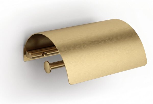 Portarotolo di carta igienica con coperchio in Ottone LA PIANA dimensioni 14,5x13xh6 cm finitura oro spazzolato opaco made in italy