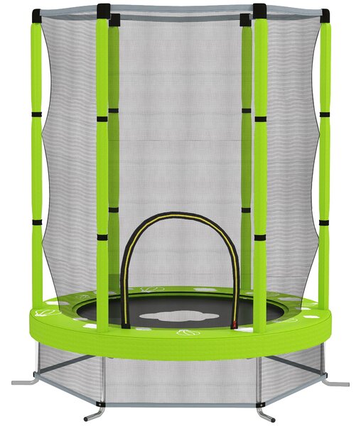 AIYAPLAY Trampolino Elastico per Bambini Ø140 cm con Rete di Sicurezza e Disegni, Età 3-6 Anni, Verde