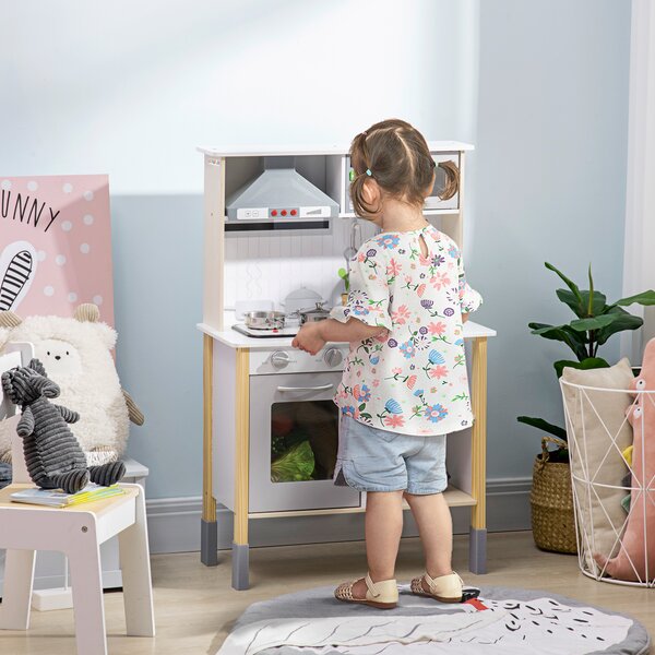 AIYAPLAY Cucina Giocattolo per Bambini con Altezza Regolabile, Suoni, Luci e Utensili, in MDF e PP, 60x30.5x93.2 cm|Aosom