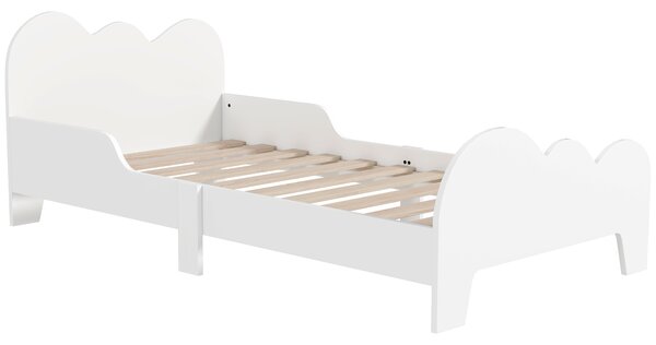 AIYAPLAY Letto Montessori per Bambini 3-8 Anni, 143.5x74.5 cm con Sponde Anti-Caduta, Forma di Nuvola in Legno, Bianco | Aosom Italy
