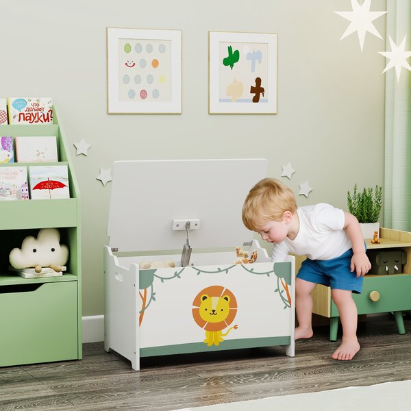 AIYAPLAY Baule Portagiochi con Coperchio per Bambini per Giocattoli e Vestiti, 60x37x39 cm, Verde | Aosom Italy