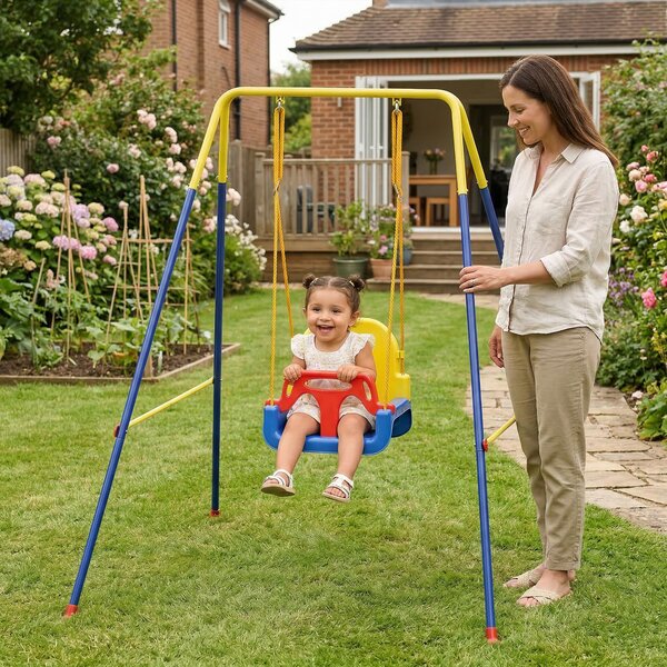 AIYAPLAY Altalena da Giardino per Bambini Altalena per Neonato 3 in 1, Blu | Aosom Italy