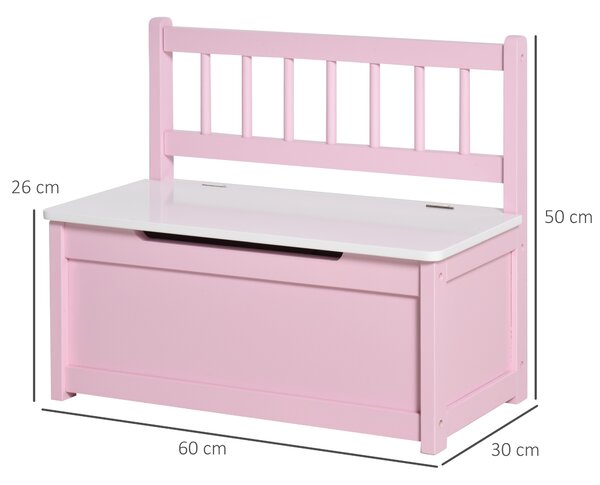 HOMCOM Cassapanca per Bambini 2-5 Anni in Legno con Pistone per Chiusura Sicura, Capacità 40 kg, Rosa e Bianco | Aosom Italy
