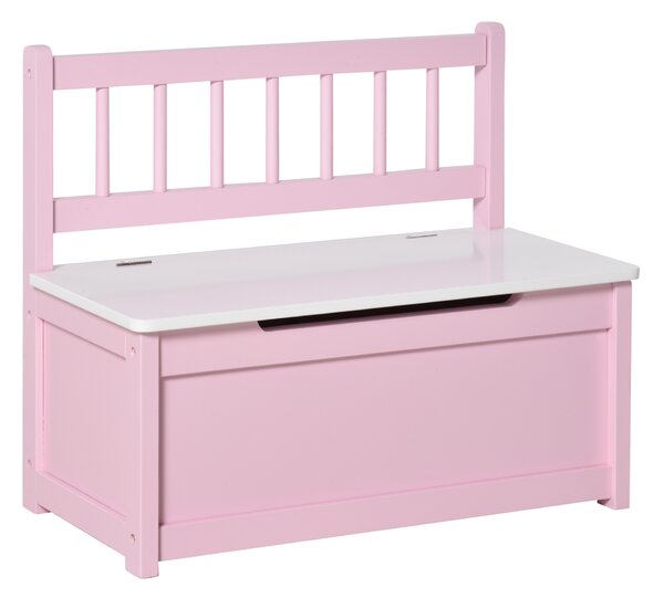 HOMCOM Cassapanca per Bambini 2-5 Anni in Legno con Pistone per Chiusura Sicura, Capacità 40 kg, Rosa e Bianco | Aosom Italy