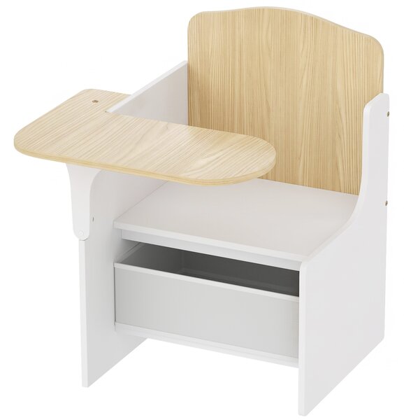AIYAPLAY Set Tavolo e Sedia per Bambini 3-5 Anni in Legno MDF con Motivi a Cuore, Contenitore Integrato, Bianco | Aosom Italy
