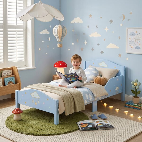 AIYAPLAY Letto Montessori per bambini 3-6 anni con sponde e forma a nuvola, blu | Aosom Italy