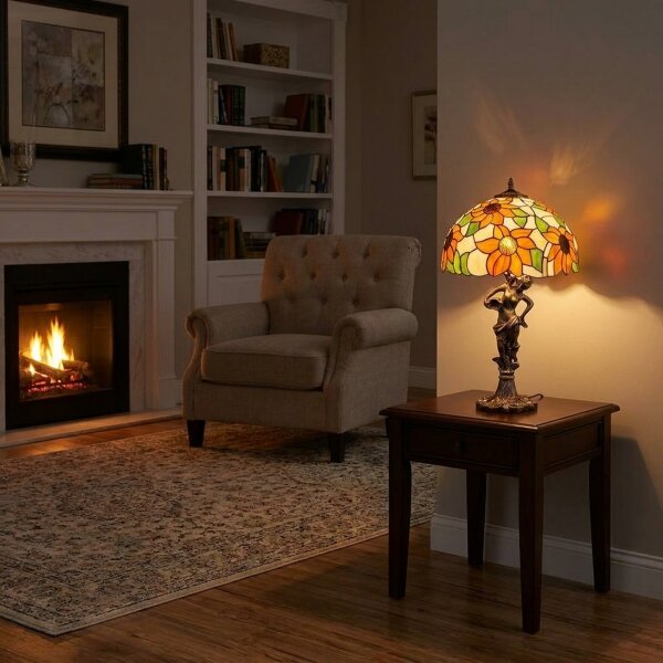 Brilagi - Lampada da tavolo in vetro stile Tiffany SUNFLOWER 1xE27/60W/230V