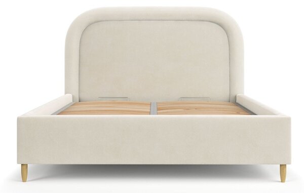 Letto matrimoniale imbottito crema con spazio contenitivo e rete 180x200 cm Mija - Maison de Rêve