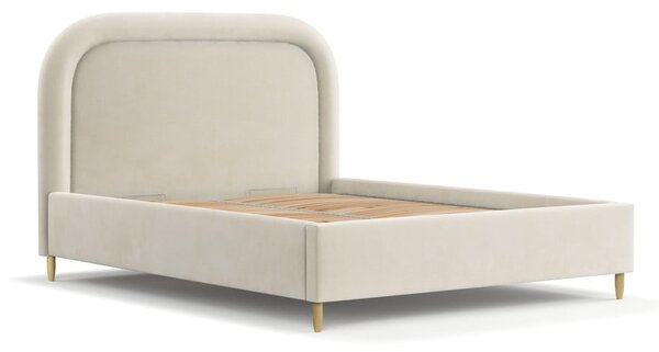 Letto matrimoniale imbottito crema con spazio contenitivo e rete 180x200 cm Mija - Maison de Rêve