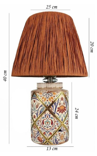 Lampada da tavolo color terracotta con paralume in carta lavorata (altezza totale 40 cm) Alev – Opviq lights