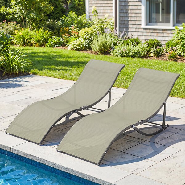 Outsunny Set 2 Sdraio da Giardino Pieghevoli, Lettino Prendisole in Alluminio e Textilene, 61x165x63cm