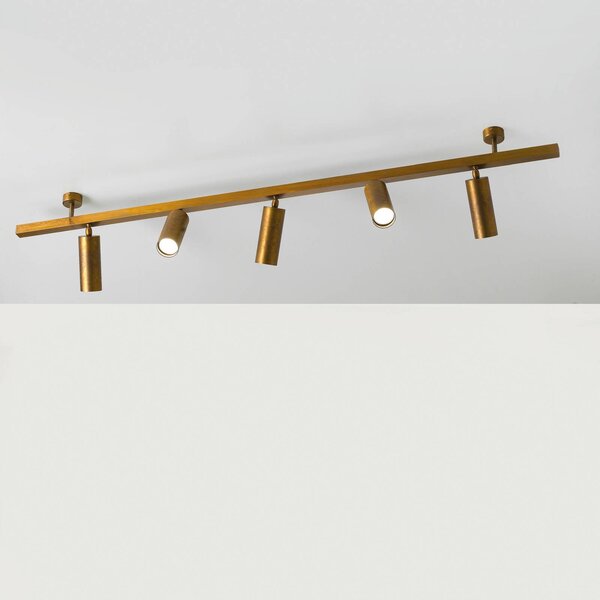Cremasco Plafoniera 7534, ottone brunito, a 5 luci, GU10 dimmerabile, Bronzo / Ottone antico, Soggiorno / Sala da pranzo, Ottone, Moderno, Downlight