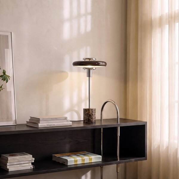 Lampade da tavolo Lindby, Branford, Marrone / Ruggine, Soggiorno, Vetro, Vintage