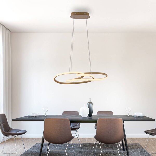 Paul Neuhaus Lampada a sospensione TWIST, dimmerabile, Crema / Ambra, Soggiorno / Sala da pranzo, Alluminio, Moderno, Lampada a sospensione