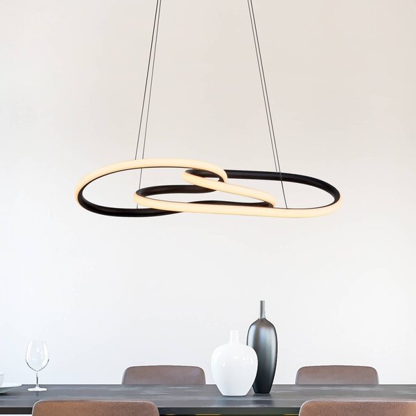 Paul Neuhaus Lampada a sospensione TWIST, dimmerabile, Nero, Soggiorno / Sala da pranzo, Alluminio, Moderno, Lampada a sospensione