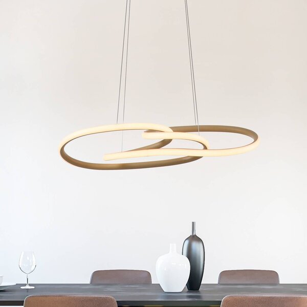 Paul Neuhaus Lampada a sospensione TWIST, dimmerabile, Crema / Ambra, Soggiorno / Sala da pranzo, Alluminio, Moderno, Lampada a sospensione