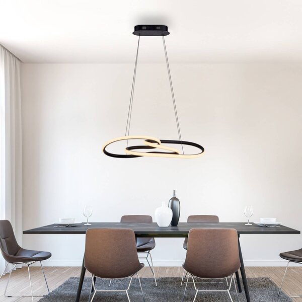 Paul Neuhaus Lampada a sospensione TWIST, dimmerabile, Nero, Soggiorno / Sala da pranzo, Alluminio, Moderno, Lampada a sospensione