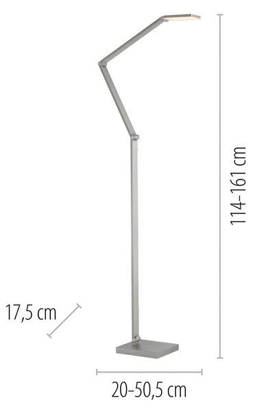 Paul Neuhaus Lampada da terra SAMSKY, dimmerabile, Alluminio / Grigio / Zincato, Soggiorno / Sala da pranzo, Alluminio, Moderno, Lampada da terra