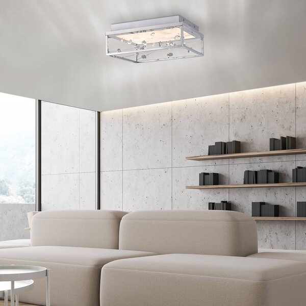 Paul Neuhaus Plafoniera soffitto SKINA, dimmerabile, Cromo / Argento, Soggiorno / Sala da pranzo, Metallo, Moderno, Plafoniera