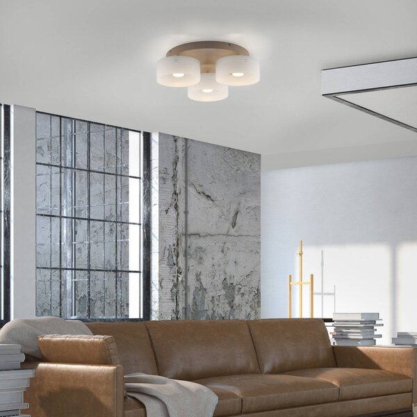 Paul Neuhaus Plafoniera soffitto Marika, dimmerabile, Crema / Ambra, Soggiorno / Sala da pranzo, Vetro, Moderno, Plafoniera