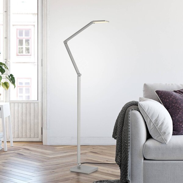 Paul Neuhaus Lampada da terra SAMSKY, dimmerabile, Alluminio / Grigio / Zincato, Soggiorno / Sala da pranzo, Alluminio, Moderno, Lampada da terra