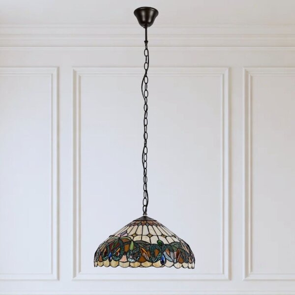 Brilagi - Lampadario Tiffany in vetro colorato a sospensione con catena LUISA 2xE27/60W/230V