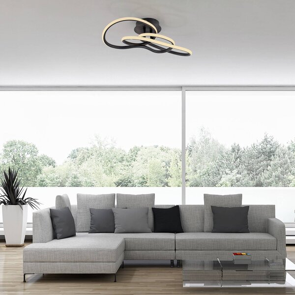 Paul Neuhaus Plafoniera soffitto TWIST, dimmerabile, Nero, Soggiorno / Sala da pranzo, Alluminio, Moderno, Plafoniera