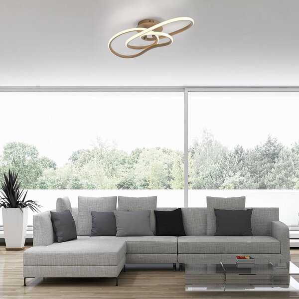 Paul Neuhaus Plafoniera soffitto TWIST, dimmerabile, Crema / Ambra, Soggiorno / Sala da pranzo, Alluminio, Moderno, Plafoniera