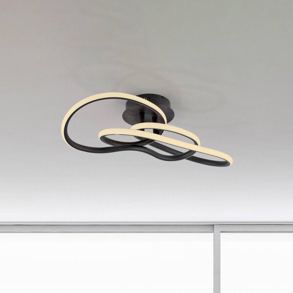 Paul Neuhaus Plafoniera soffitto TWIST, dimmerabile, Nero, Soggiorno / Sala da pranzo, Alluminio, Moderno, Plafoniera