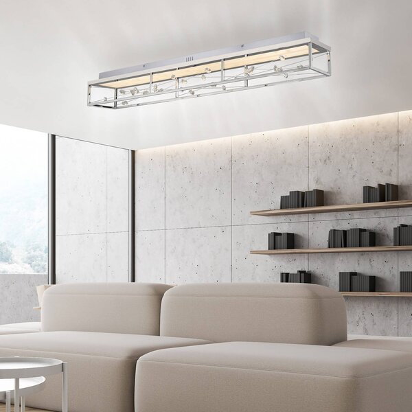 Paul Neuhaus Plafoniera soffitto SKINA, dimmerabile, Cromo / Argento, Soggiorno / Sala da pranzo, Metallo, Moderno, Plafoniera