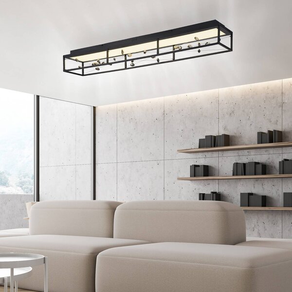 Paul Neuhaus Plafoniera soffitto SKINA, dimmerabile, Nero, Soggiorno / Sala da pranzo, Metallo, Moderno, Plafoniera