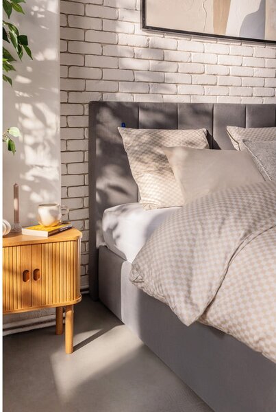 Letto matrimoniale imbottito grigio con contenitore con rete inclusa 180x200 cm Thessa Bold Line – Bonami Selection