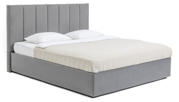 Letto matrimoniale imbottito grigio con contenitore con rete inclusa 180x200 cm Thessa Bold Line – Bonami Selection