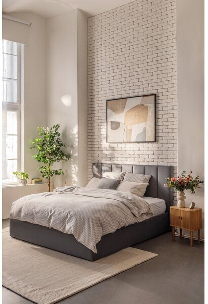 Letto matrimoniale imbottito grigio con contenitore con rete inclusa 180x200 cm Thessa Bold Line – Bonami Selection