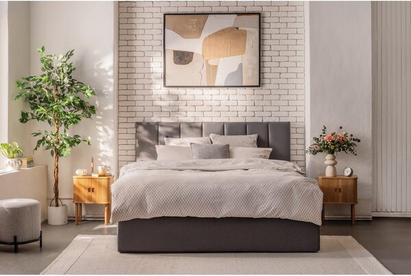 Letto matrimoniale imbottito grigio con contenitore con rete inclusa 180x200 cm Thessa Bold Line – Bonami Selection