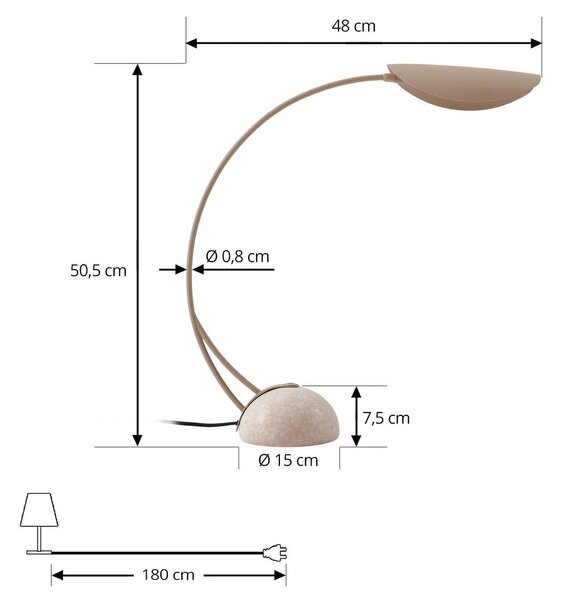 Lampada da scrivania Rivera Lucande, Alluminio / Grigio / Zincato, Soggiorno / Sala da pranzo, Metallo, Moderno, Lampada da tavolo