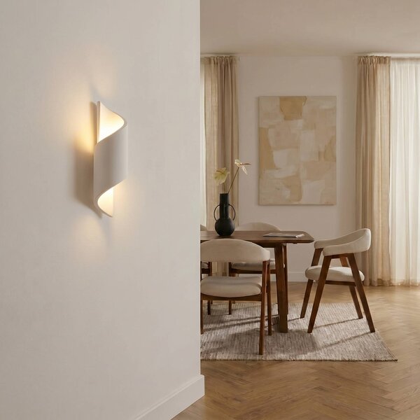 Applique da parete Desirio Lindby, dimmerabile, Bianco / Opale, Soggiorno / Sala da pranzo, Gesso / Argilla, Moderno, Applique